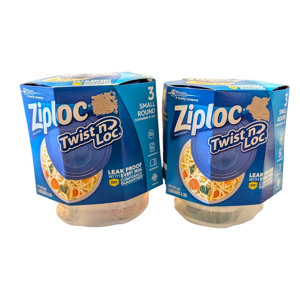 Ziploc Twist 'n Loc Small Round Containers 16oz 2-Pack (6 Total) NEW